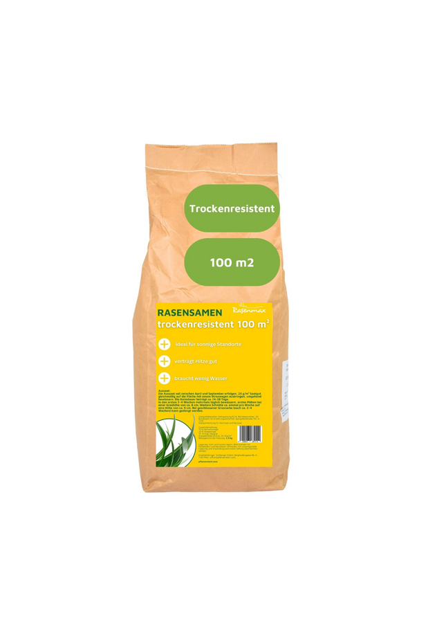 Rasenmax Rasensamen trockenresistent - Grassamen für trockene Standorte, 2,5 kg, 100 m2